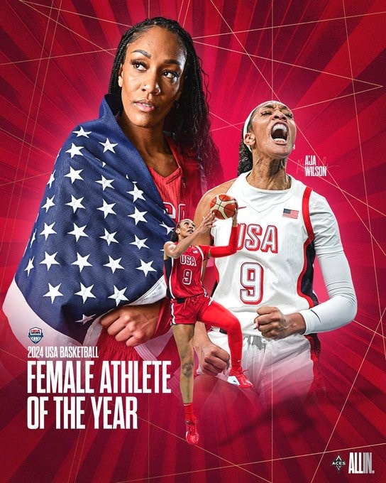 官方：阿賈-威爾遜當(dāng)選為2024年美國5人制籃球年度女運(yùn)動(dòng)員